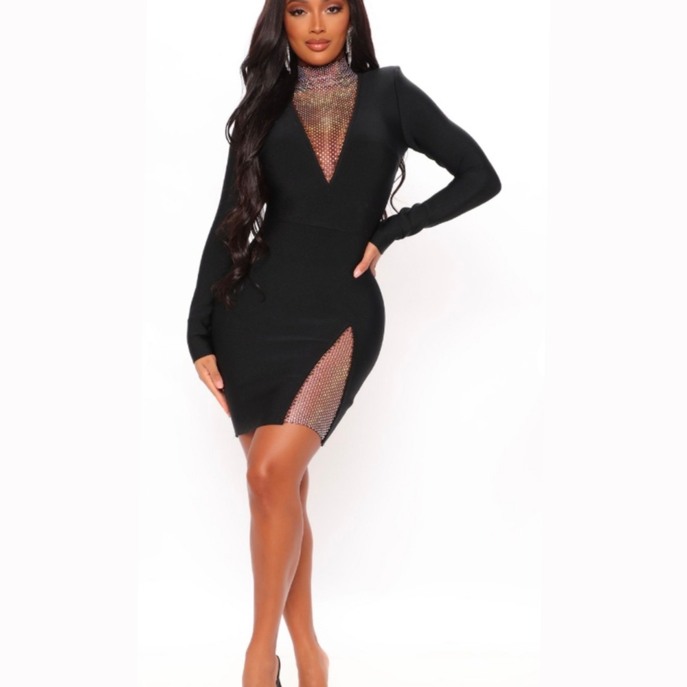Elegant Black Dress with Mesh Detail